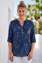 Italian Navy Blue Judge Collar Long Sleeve Patterned Sequin Pocket Casual Viscose Woven Blouse 72 62 - 4