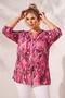 Italian Fuchsia Judge Collar Long Sleeve Patterned Sequin Pocket Casual Viscose Woven Blouse 75 60 - 5