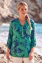 Italian Green Judge Collar Long Sleeve Patterned Sequin Pocket Casual Viscose Woven Blouse 75 60 - 7