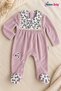 Baby Girl Romper Velvet Lace Collar Detailed Footed Long Sleeve Velvet Romper