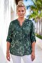 Italian Dark Green Judge Collar Long Sleeve Patterned Sequin Pocket Casual Viscose Woven Blouse 72 62 - 6
