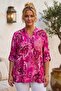 Italian Fuchsia Judge Collar Long Sleeve Shawl Patterned Sequin Pocket Casual Viscose Woven Blouse 75 62