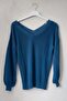 Italian Indigo V-Neck Balloon Sleeve Casual Mercerized Knitwear Sweater 66 70 - 2