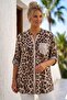 Italian Beige-Leopard Judge Collar 3/4 Sleeve Buttoned Sequin Pocket Sequined Viscose Woven Blouse 75 64 - 5