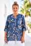 Italian Indigo Hakim Collar Long Sleeve Patterned Sequin Pocket Casual Viscose Woven Blouse 72 62 - 8