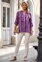 Italian Plum Color Judge Collar Long Sleeve Patterned Sequin Pocket Casual Viscose Woven Blouse 70 62 - 7