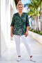 Italian Dark Green Judge Collar Long Sleeve Patterned Sequin Pocket Casual Viscose Woven Blouse 72 62 - 5