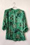 Italian Green Judge Collar Long Sleeve Patterned Sequin Pocket Casual Viscose Woven Blouse 72 62 - 2