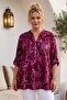 Italian Burgundy Judge Collar Long Sleeve Shawl Patterned Sequin Pocket Casual Viscose Woven Blouse 75 62 - 3