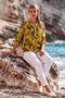 Italian Mustard Color Judge Collar Long Sleeve Patterned Sequin Pocket Casual Viscose Woven Blouse 75 60 - 3