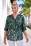 Italian Dark Green Judge Collar Long Sleeve Patterned Sequin Pocket Casual Viscose Woven Blouse 72 62 - 4