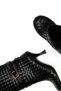 Women's Black Knitted Patterned Belt Buckle Detailed Goblet Heeled Ankle Boots - 5