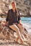 Italian Brown Judge Collar Long Sleeve Patterned Sequin Pocket Casual Viscose Woven Blouse 75 60 - 7