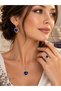Lapis Lazuli Natural Stone Necklace Earrings Ring 3-Piece Jewelry Set – Stylish and Elegant Women's Jewelry Set
