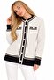 Women's Knitwear Cardigan with Button and Stripe Details in Soft Fabric - 3