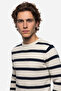 Men's Navy Blue Striped Crew-Neck Pullover - 3