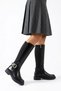 Mopes women's black crinkled ankle boots with back stretch and side buckle
