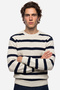 Men's Navy Blue Striped Crew-Neck Pullover
