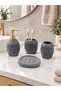 Ceramic bathroom set, gray, 4 pieces, honeycomb pattern