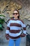 Oversize Striped Crew Neck Hair Braided Knitwear Sweater Sun526 - 3