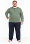 Men's High Quality Interlock Combed Cotton Large Size Combed Cotton Pajama Set 18560 - 2