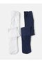 2-Pack Jacquard Knitwear Pantyhose White/Navy Blue - 3