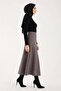 Women Suede 90 cm Long Hijab Flared Skirt - 5
