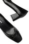 Women's Black Blunt Toe Thick Heeled Comfortable Stiletto Shoes with Bow Detail - 6