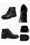 Aba0585 Men's Black Fur Lined Winter Boots with Zipper and Laces - 6