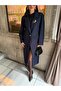 Imported Cashmere Fabric Accessory Detailed Special Design Maxi Coat with Polka Dot Lining on the Inside - 7
