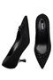 Women's Black Suede Bowknot Knitted Piping Detailed Short Heeled Pointed Toe Stylish Stiletto Shoes - 5