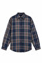 Navy Blue Orange Plaid Oversized Lumberjack Shirt - 3