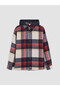 Red Hooded Plaid Patterned Boy's Shirt - 2