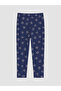 Two Mt Shop Quality Lcw Kids Navy Blue 2 Threaded Threaded Patterned Narrow & Slim Elastic Waist Girls' T-Shirt - 5