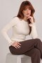 Ecru Lace Detailed and Ribbed Crew Neck Knitwear Blouse - 5