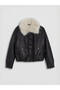 Esvab • Modern & Distinctive Fur Roba Collar Women's Leather-Look Coat - 7