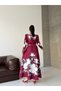 Women's Floral Patterned High Collar Belted Dress - 3