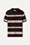 Men's Brown Striped Polo Collar Short Sleeve Sweater