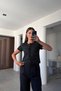 New Season Sequined Double Athlete Knitwear Set - Black - 3
