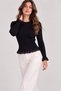 Black Lace Detailed and Ribbed Crew Neck Knitwear Blouse - 2