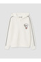 White Hello Kitty Printed Girls' Sıft Touch Zippered Sweatshirt - 7