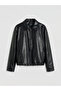 Two Mt Shop Quality Xside Black Faux Leather Plain Oversize Women's Leather Look Jacket - 6