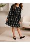 Girl's Floral Patterned Long-Sleeved Belted Flared Skirt Lined Dress - 3