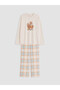 Rmz Gi̇yi̇m Farkiyla Zero Roba Collar Printed Women's Pajama Set - 2