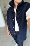 Buttoned Premium Buttoned Fleece Vest - Dark Blue - 4