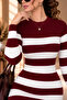 Striped Crew Neck Lycra Knitwear Bodycon Dress - 4