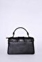 Black Monogram Patterned Leather Hand and Shoulder Bag - 3
