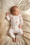 Red Bow Patterned Double Ribbed 100% Cotton Baby Girl Set 3-6-9 Months - 2
