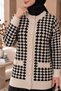 Black Beige Patterned Buttoned Stylish Sports Cardigan
