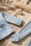 Sage Blue Cotton 3-Piece Baby Set - Little Cool Dude Embroidered Kimono Top, Bottom with Booties, and Beanie Set - 3